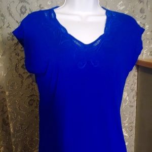 Cable & Gauge Royal Blue Embroidered Short Sleeves